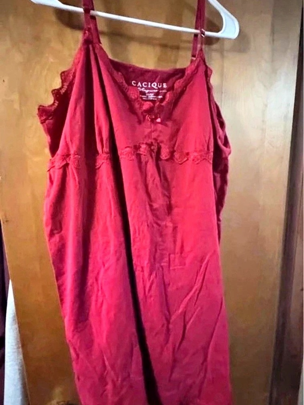 Cacique Cotton Lace-Trim Chemise Sleep shirt 22/24
